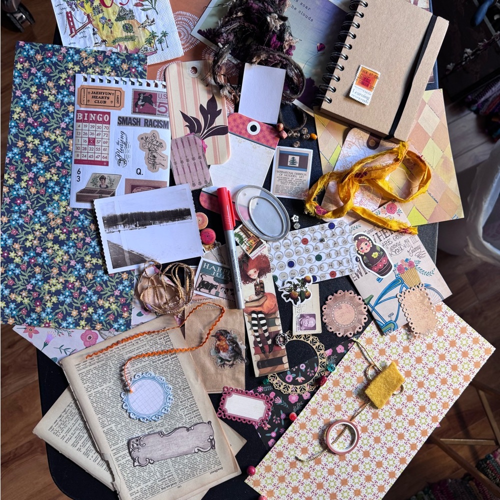 Junk journal supplies giving Boho, farmer market at sunset vibes, 80+ pieces! - Picture 2 of 5